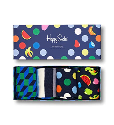 Happy Socks Herrensocken, Geschenkset, Marineblau, 4 Stück im Sale
